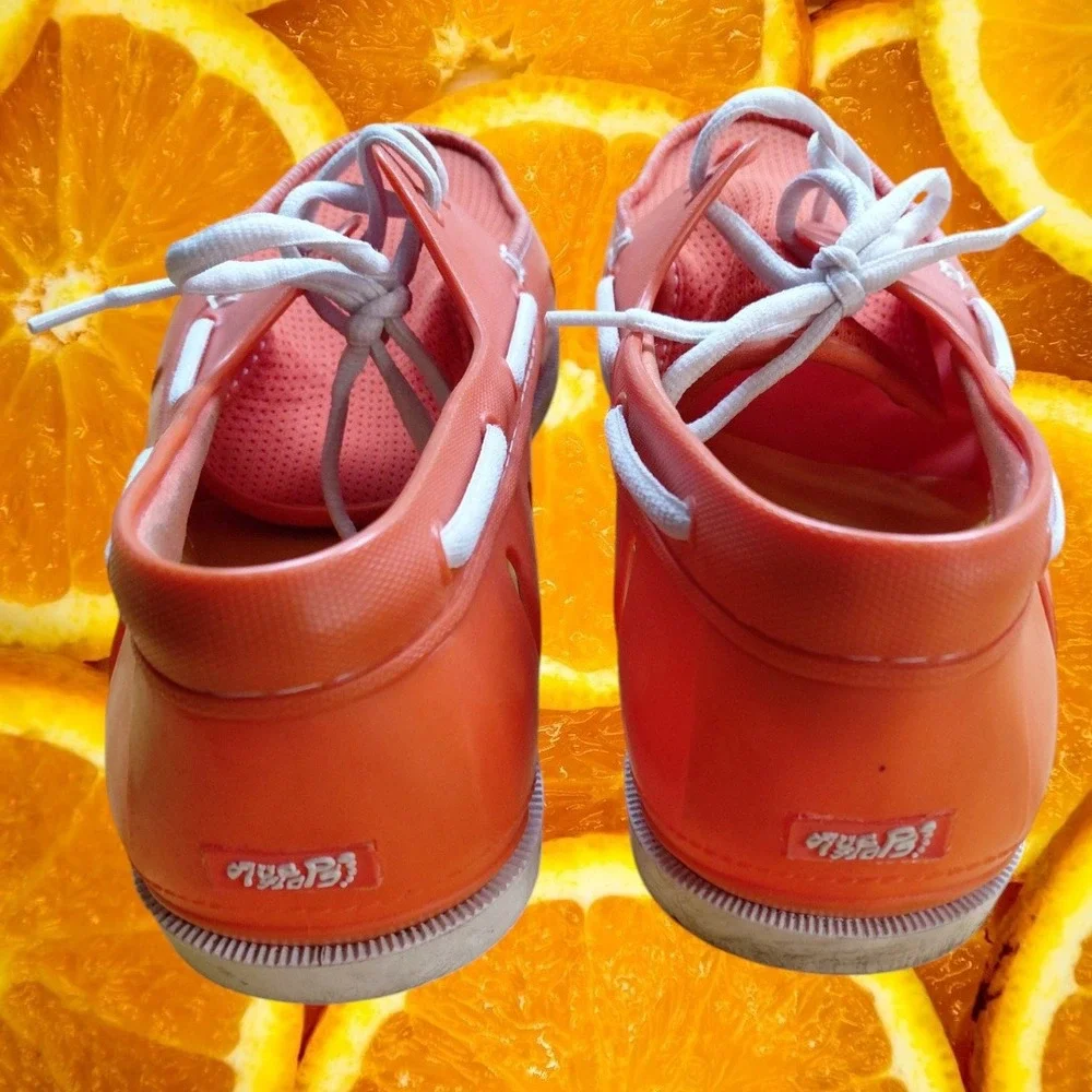 Five Floats Mens Orange Rubber Mesh Boat Shoes Water Loafers Size 10-11 71FV6707